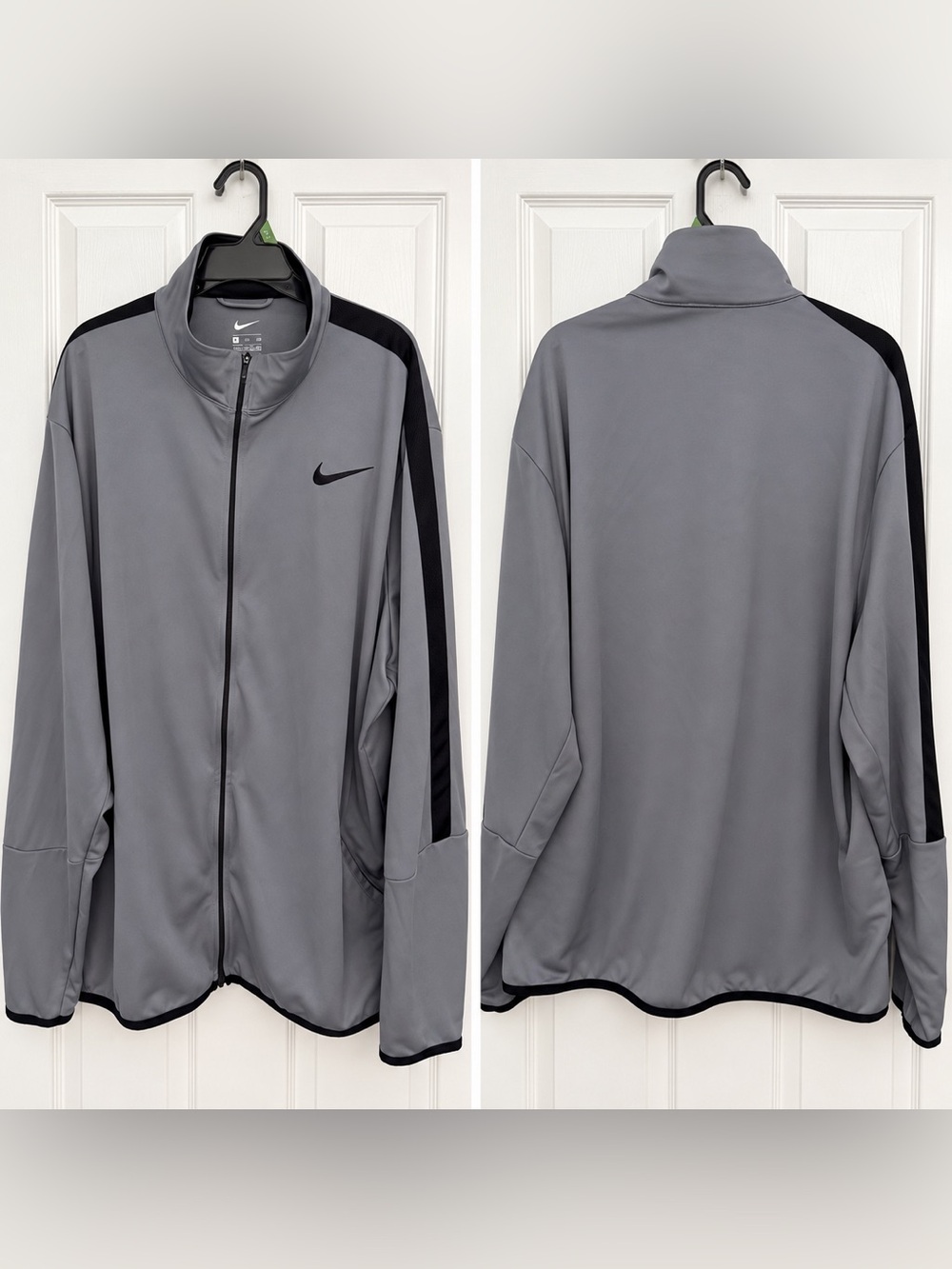 Nike Gray Black Full Zip Track Jacket XXL Athletic Swoosh